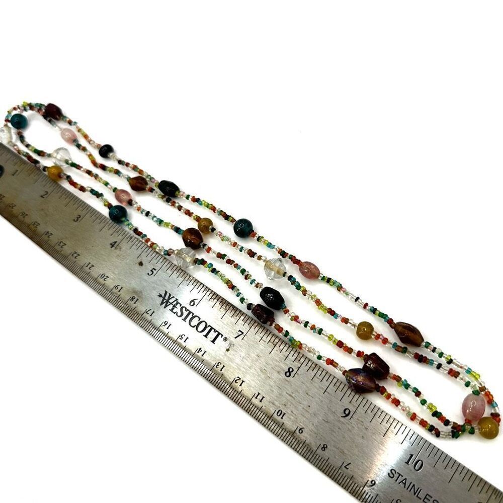 Colorful glass beaded long necklace - Picture 6 of 11